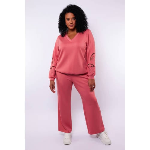 Exxcellent wide leg regular waist broek ecru afbeelding