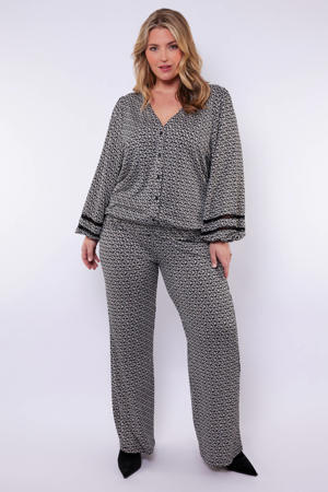 wide leg regular waist broek zwart