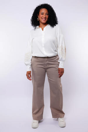 high waist straight leg jeans taupe