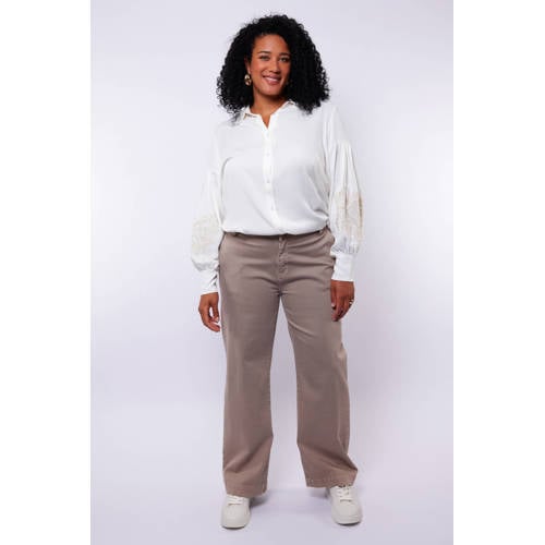 Exxcellent high waist straight leg jeans taupe afbeelding