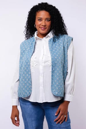 gilet lichtblauw met pailletten