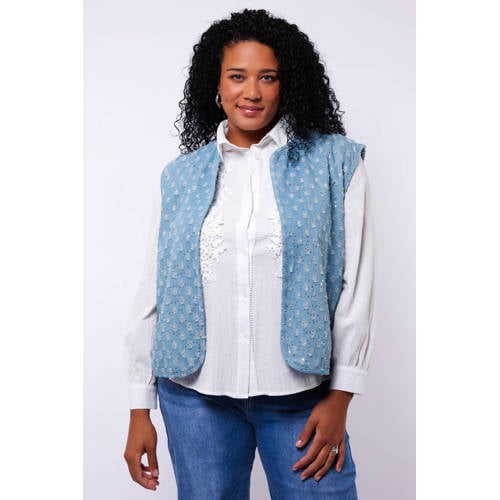Exxcellent gilet lichtblauw met pailletten afbeelding