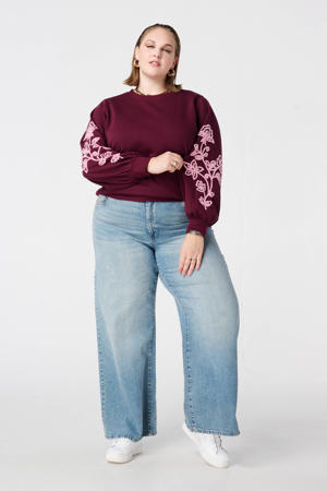 gebloemde sweater donkerrood