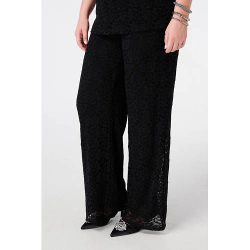 MS Mode wide leg high waist broek zwart afbeelding
