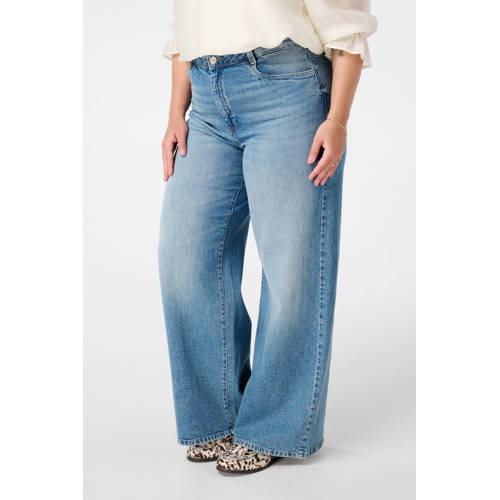 MS Mode high waist wide leg jeans light blue denim afbeelding
