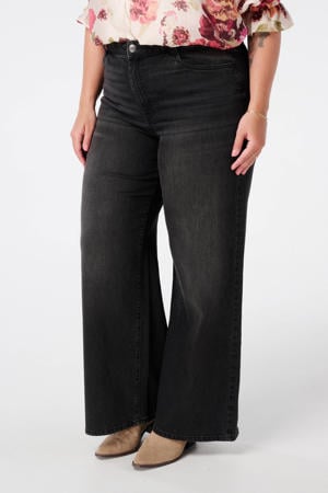 high waist wide leg jeans black denim