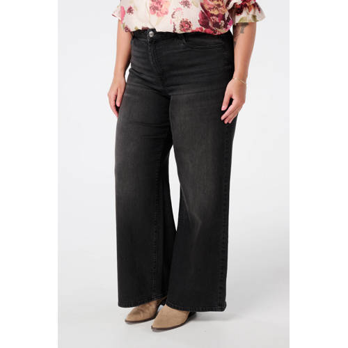 MS Mode high waist wide leg jeans black denim afbeelding