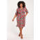 Paprika viscose gebloemde blousejurk met ceintuur, Plus Size - rood