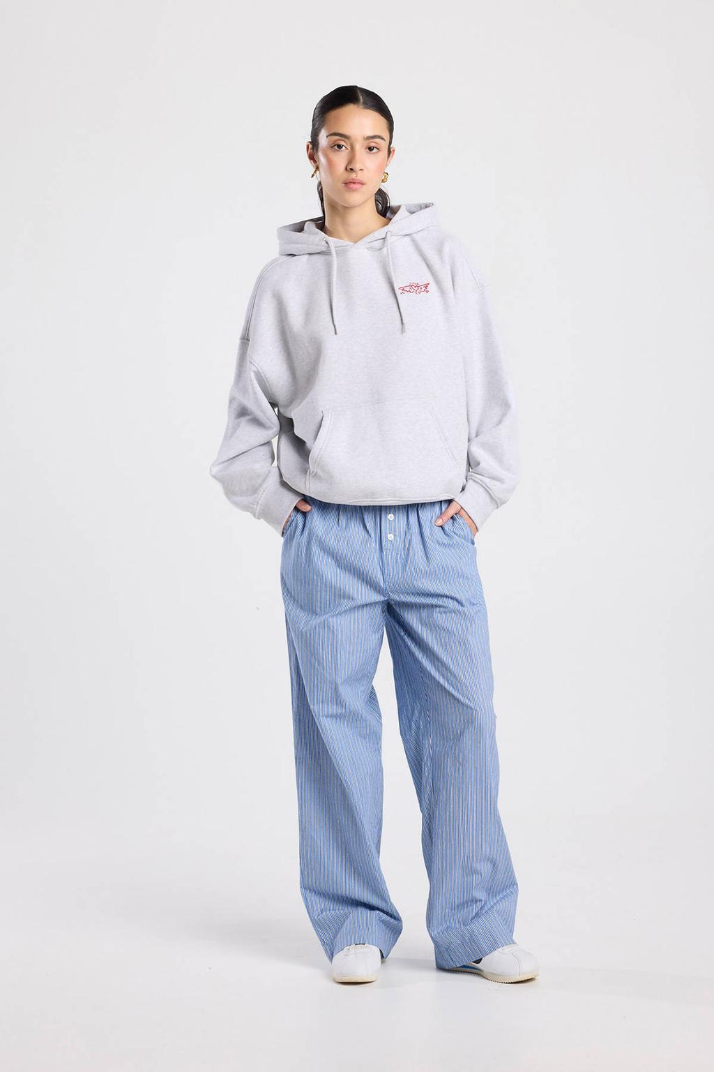 Grijze dames America Today hoodie van katoen met backprint, lange mouwen en capuchon