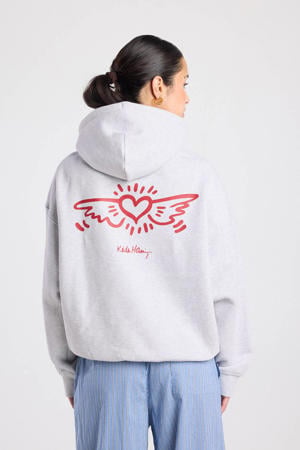 hoodie met backprint grijs