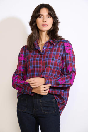 geruit blouse rood