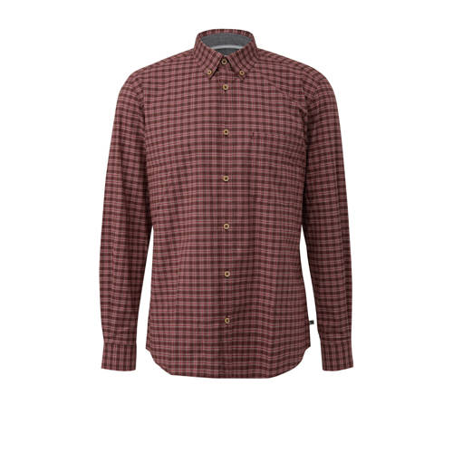 s.Oliver Big Size regular geruit casual overhemd rood afbeelding