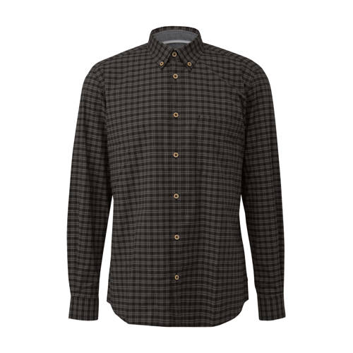 s.Oliver Big Size regular geruit casual overhemd zwart afbeelding