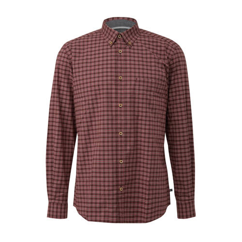 s.Oliver regular geruit casual overhemd donkerrood afbeelding