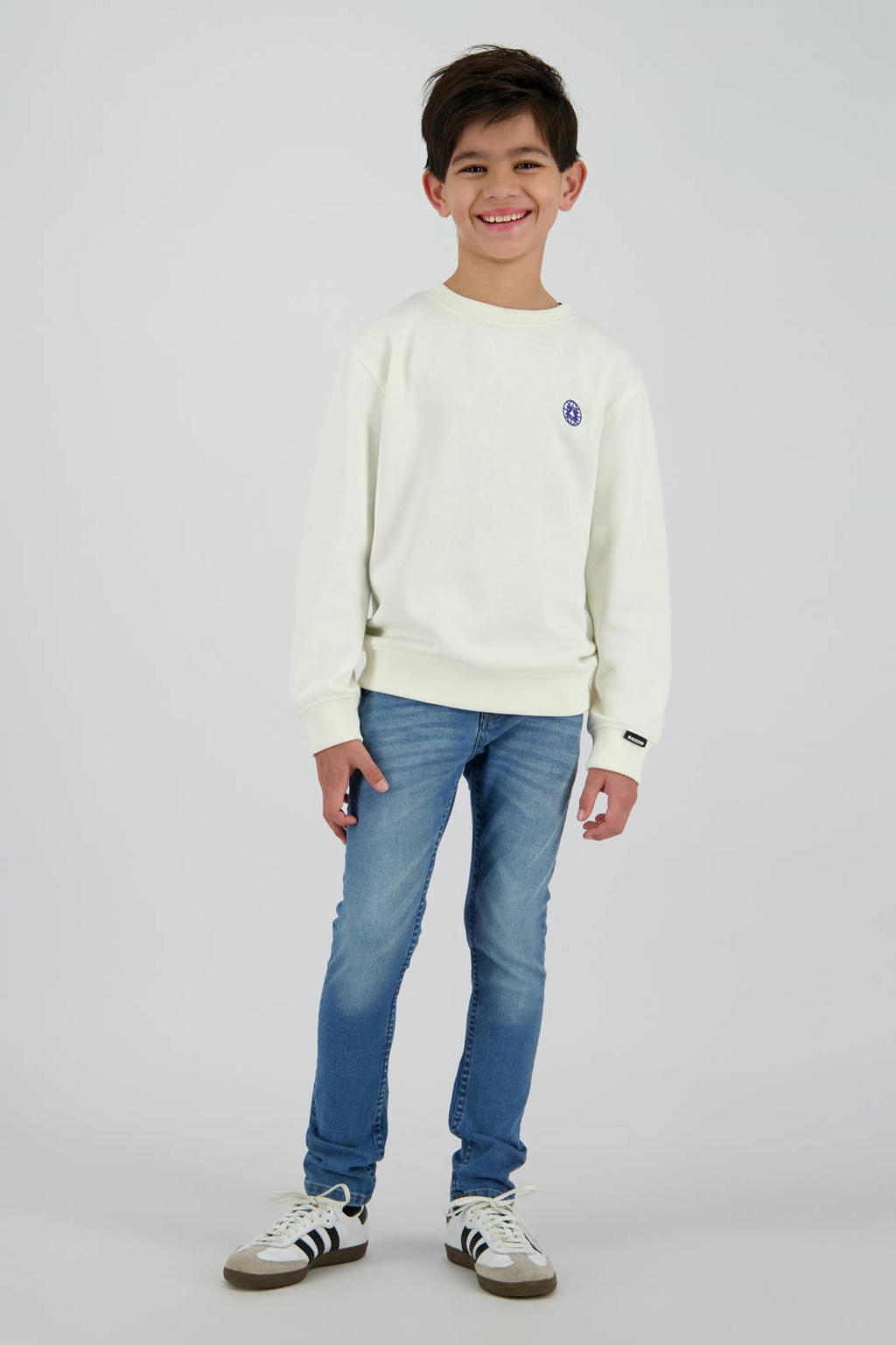 Medium blue denim jongens Raizzed skinny skinny jeans van stretchdenim met regular waist, rits- en knoopsluiting en effen