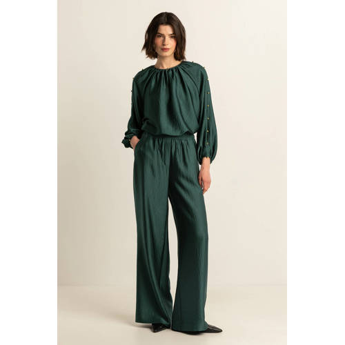 Expresso wide leg high waist pantalon donkergroen afbeelding