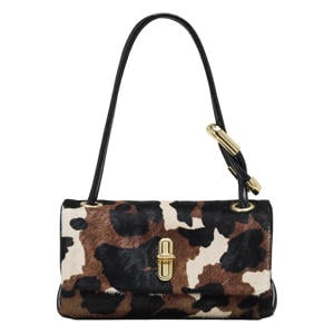 leren schoudertas The Mini Dual bruin/zwart