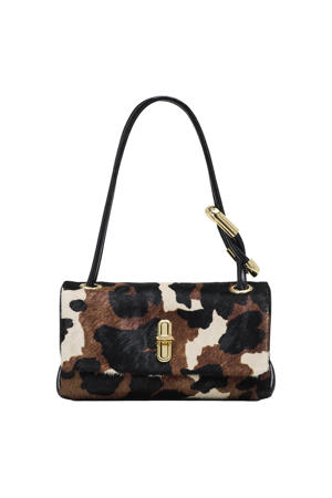 leren schoudertas The Mini Dual bruin/zwart