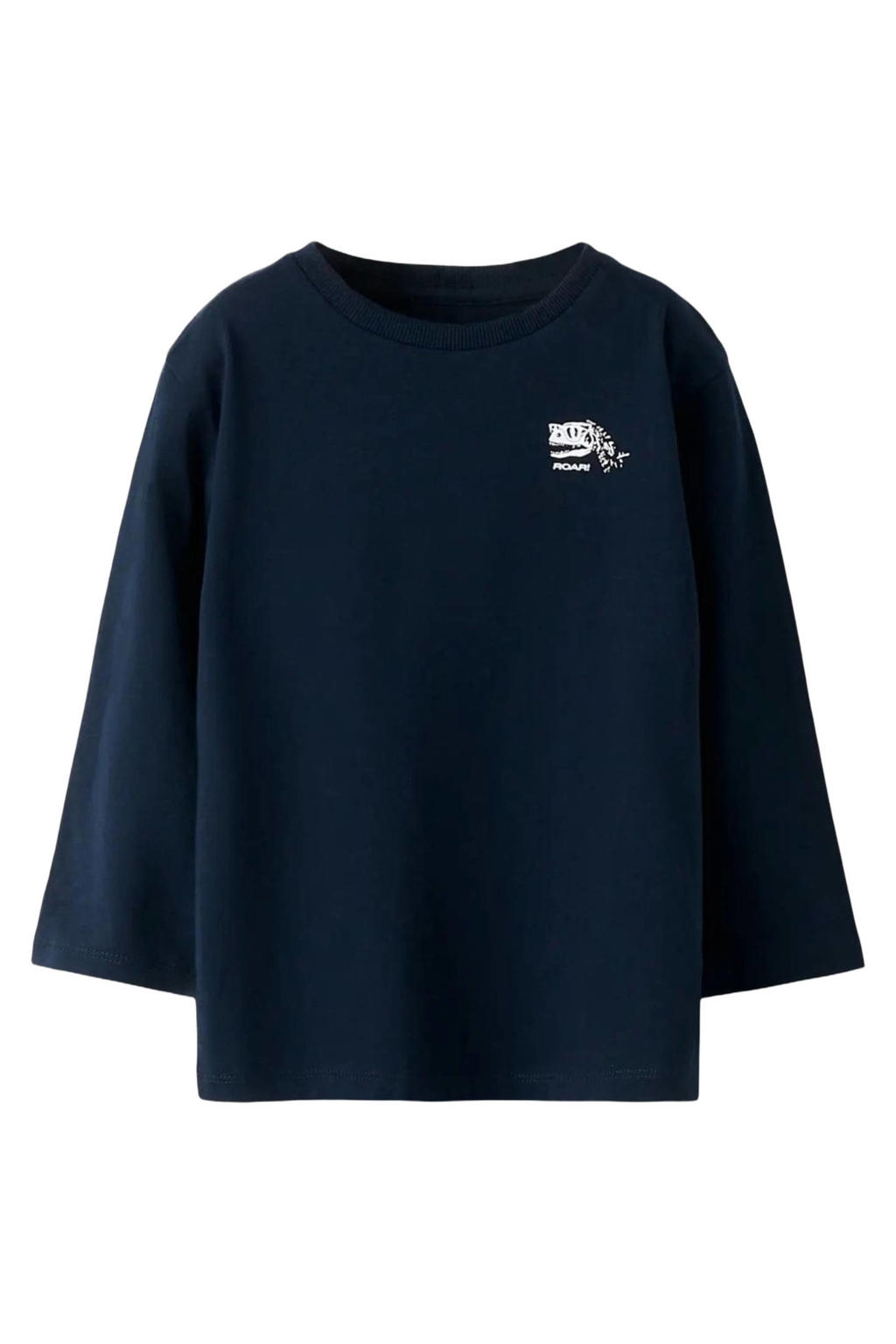 Donkerblauwe jongens NAME IT MINI longsleeve van katoen met backprint, lange mouwen en ronde hals