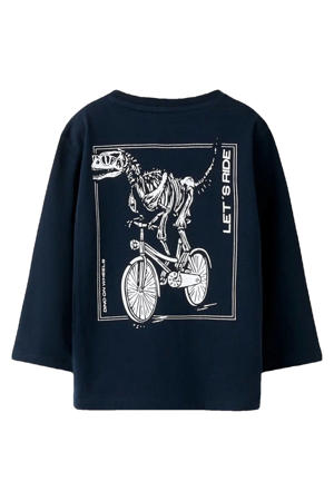 longsleeve met backprint donkerblauw