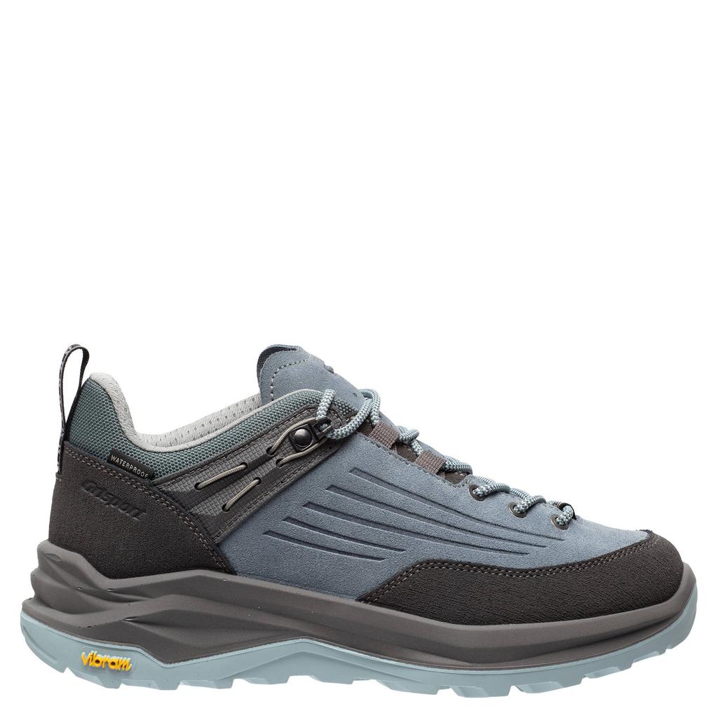 Lichtblauw en bruine dames Grisport Overland Low suède wandelschoenen met bergsluiting