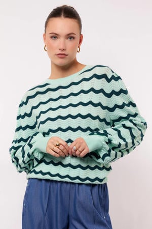 gestreepte pullover mintgroen ajour