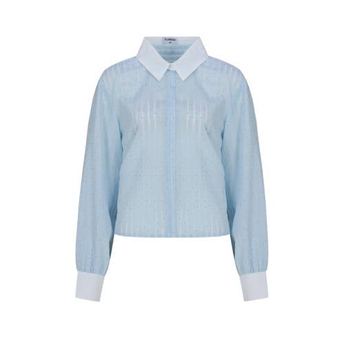 FLURESK blouse met krijtstreep lichtblauw afbeelding