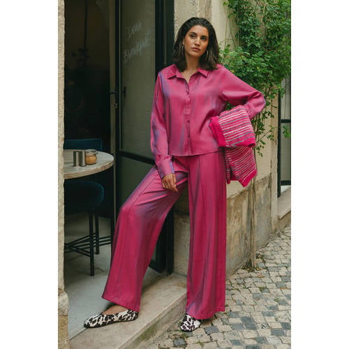 FLURESK wide leg high waist broek roze afbeelding