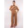 FLURESK wide leg high waist casual broek bruin