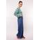 FLURESK wide leg high waist casual broek donkerblauw
