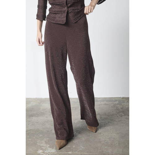 SisterS Point wide leg regular waist broek met lurex afbeelding
