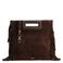 Manfield suede crossbody tas met franjes donkerbruin
