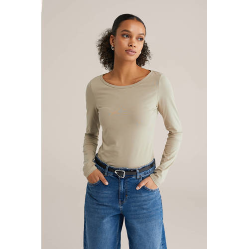 WE Fashion longsleeve taupe afbeelding
