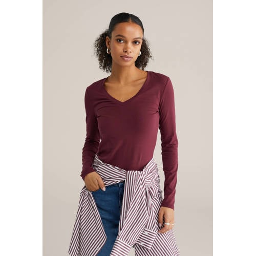 WE Fashion longsleeve donkerrood afbeelding