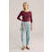 WE Fashion driekwarts mouw top donkerrood