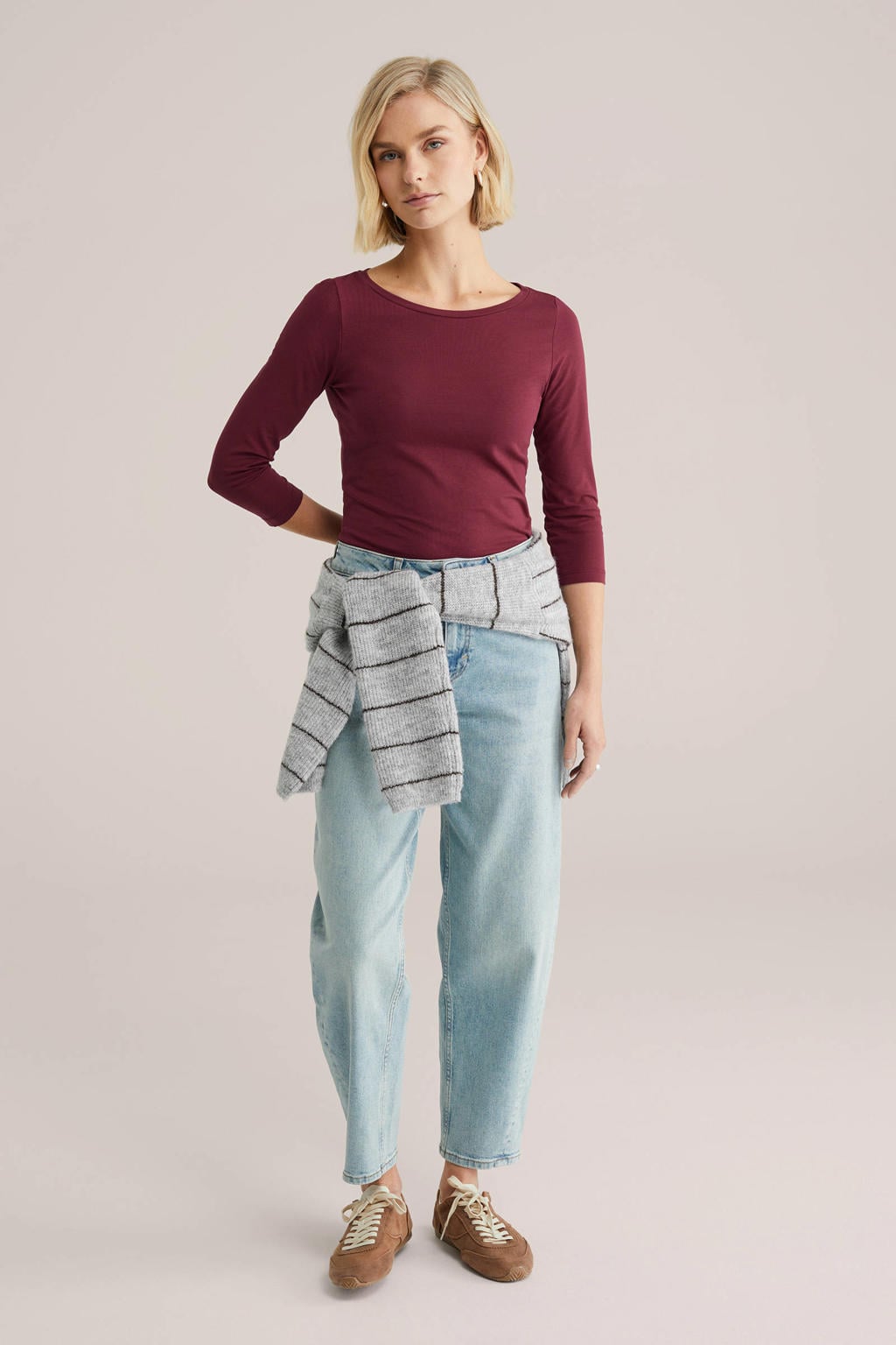 Donkerrode dames WE Fashion top met effen