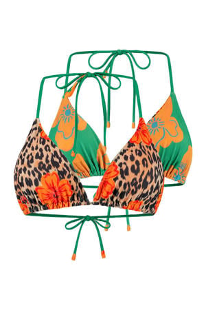 reversible voorgevormde triangel bikinitop - oranje