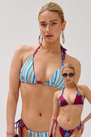 thumbnail: HARPER & YVE reversible voorgevormde triangel bikinitop Nova donkerrood/turquoise