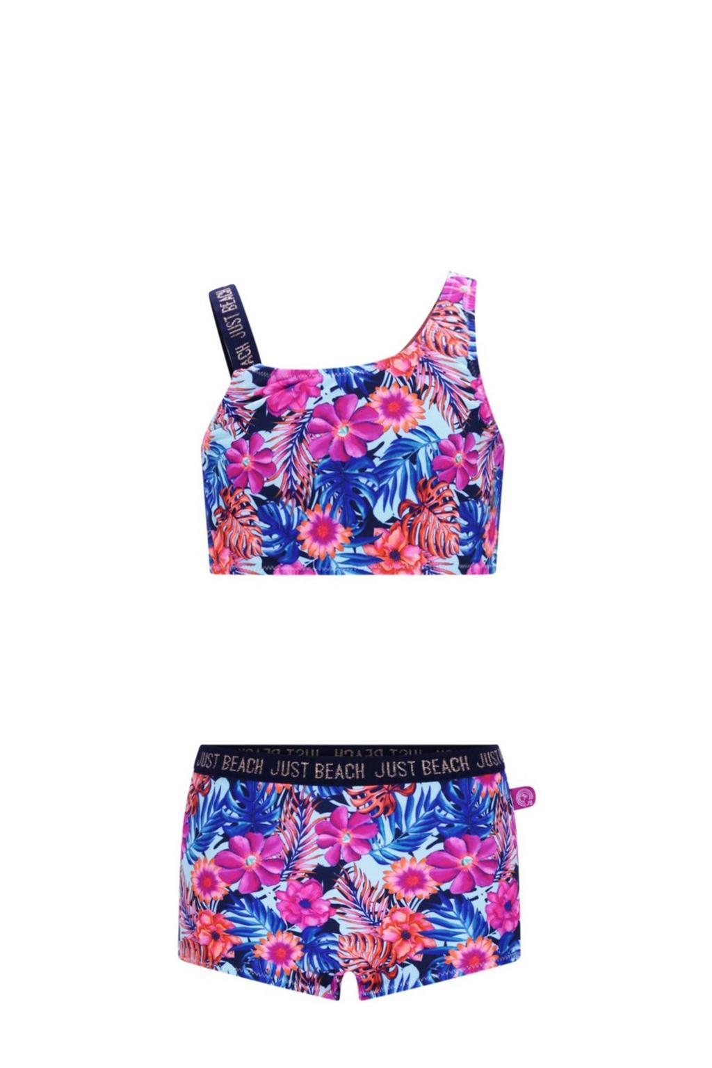 Just Beach crop bikini Tanzania lichtblauw/donkerblauw/roze