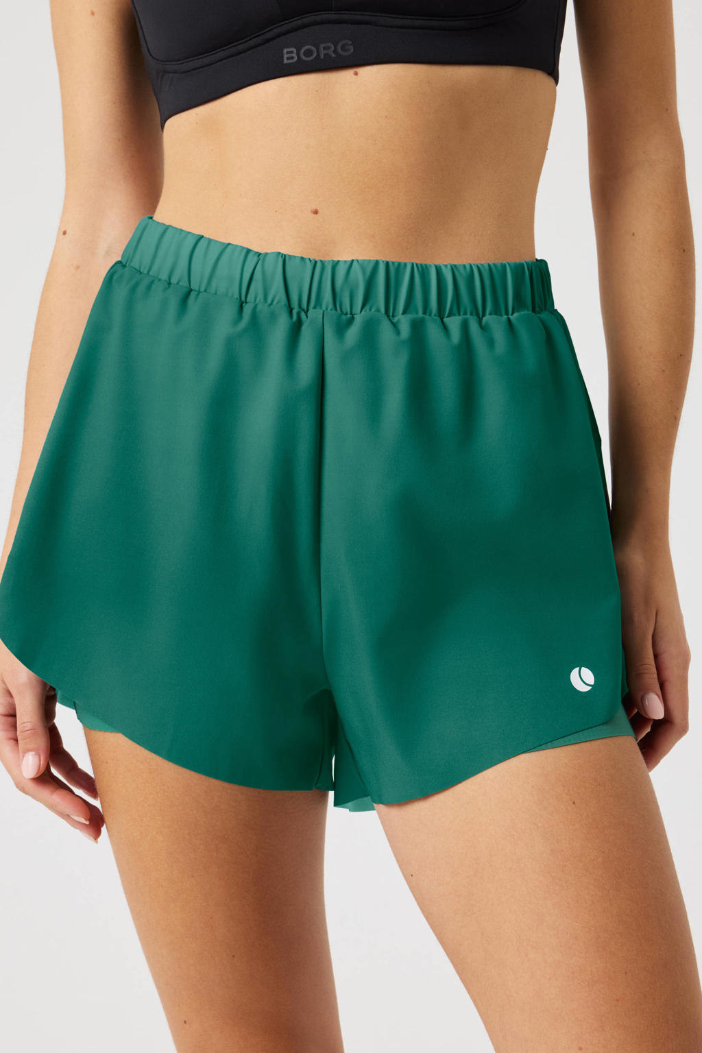 Groene dames Björn Borg sportshort Ace 2-in-1 van polyester met loose fit, regular waist en effen