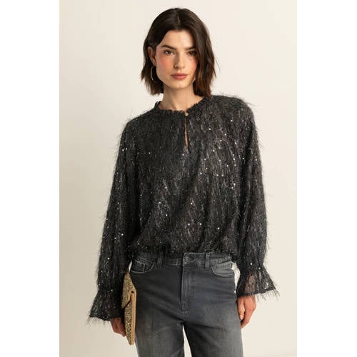 Expresso blousetop zwart met pailletten afbeelding
