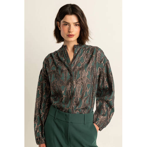 Expresso blouse donkergroen met lurex afbeelding