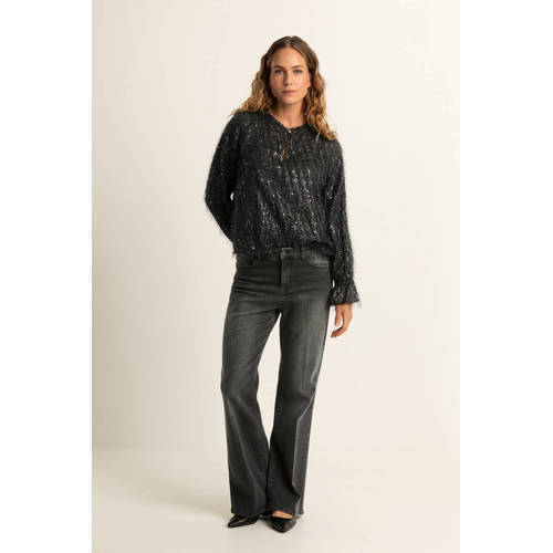 Expresso high waist wide leg jeans grey denim afbeelding