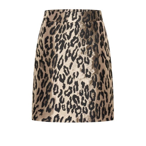Expresso korte rok met panterprint goud afbeelding
