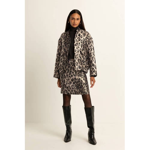 Expresso korte rok met panterprint goud afbeelding