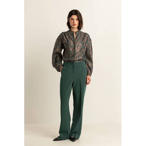 Expresso wide leg high waist pantalon donkergroen afbeelding