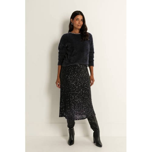 CLAUDIA BY CLAUDIA STRÄTER midi rok met pailletten zwart afbeelding