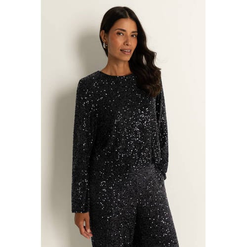 CLAUDIA BY CLAUDIA STRÄTER glitter top zwart met pailletten afbeelding