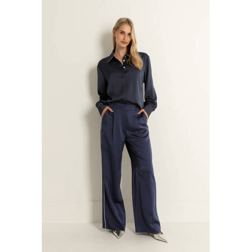 CLAUDIA BY CLAUDIA STRÄTER wide leg high waist pantalon donkerblauw afbeelding