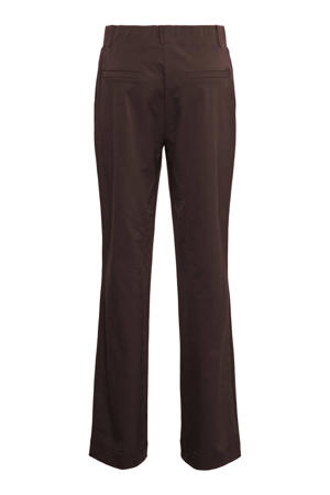 straight regular waist pantalon donkerbruin